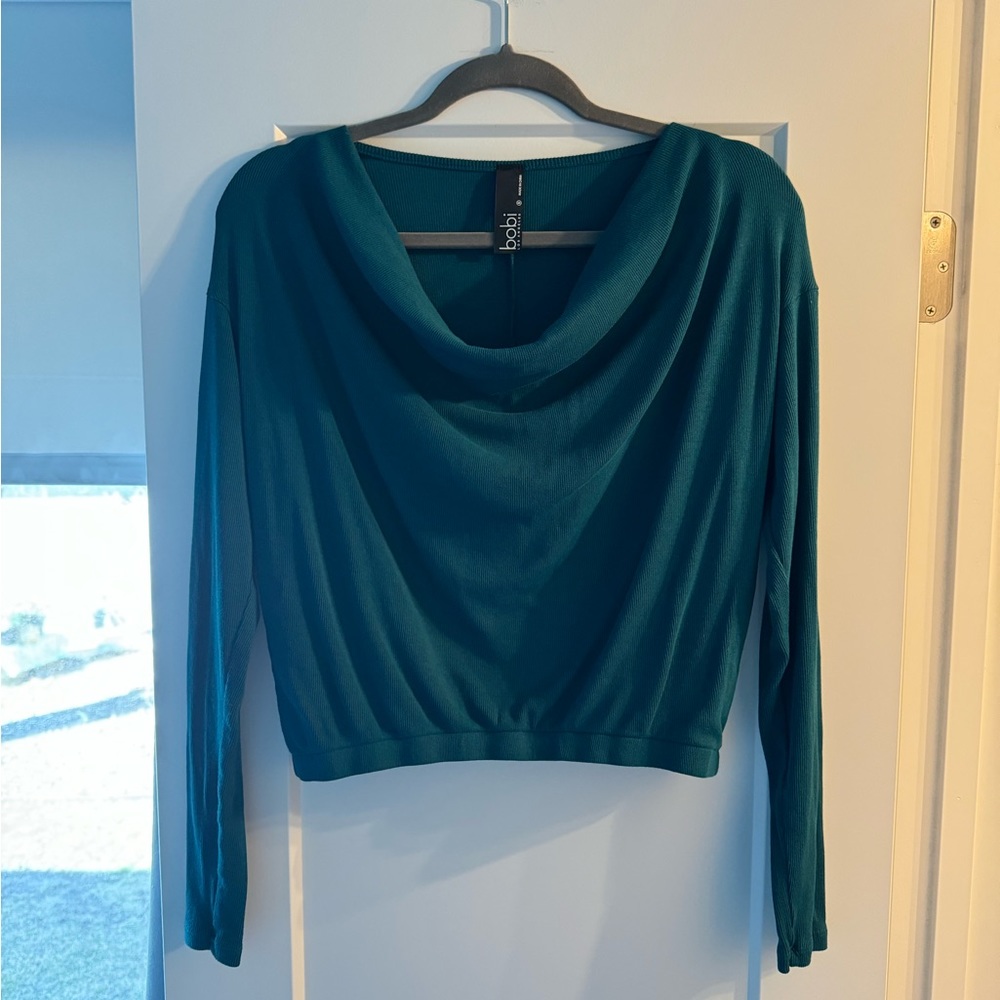 Teal Long Sleeve Loose Neck Tee